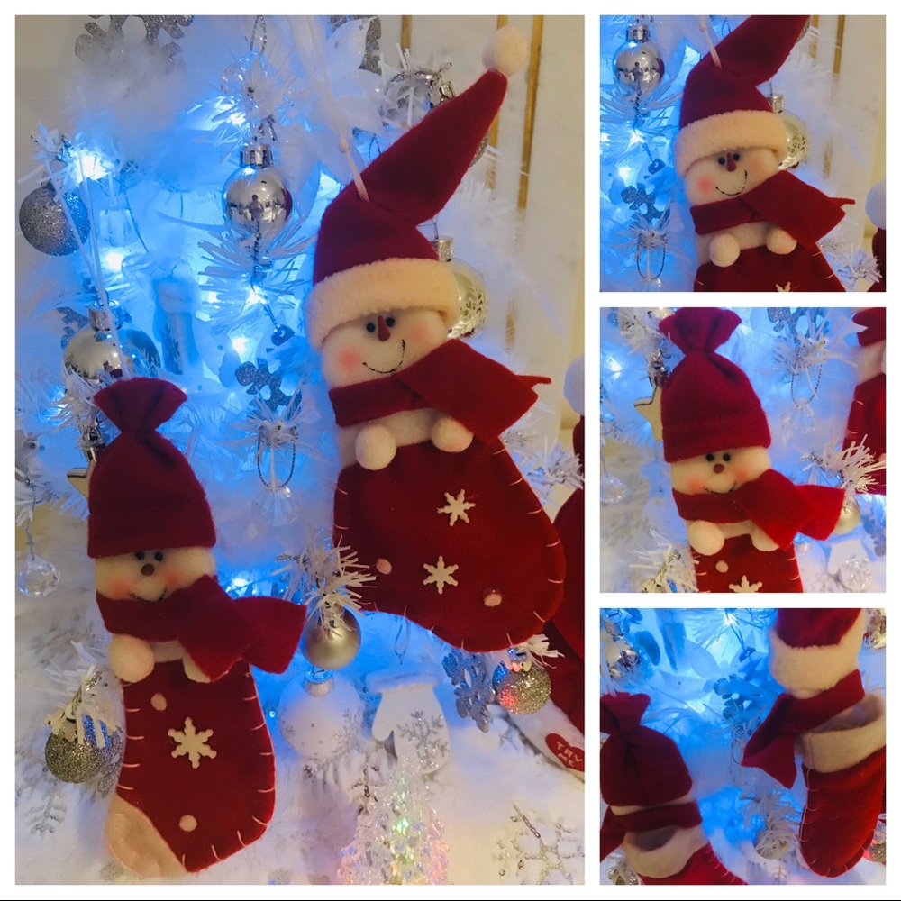 Christmas tree felt snowman ornaments, set of 5